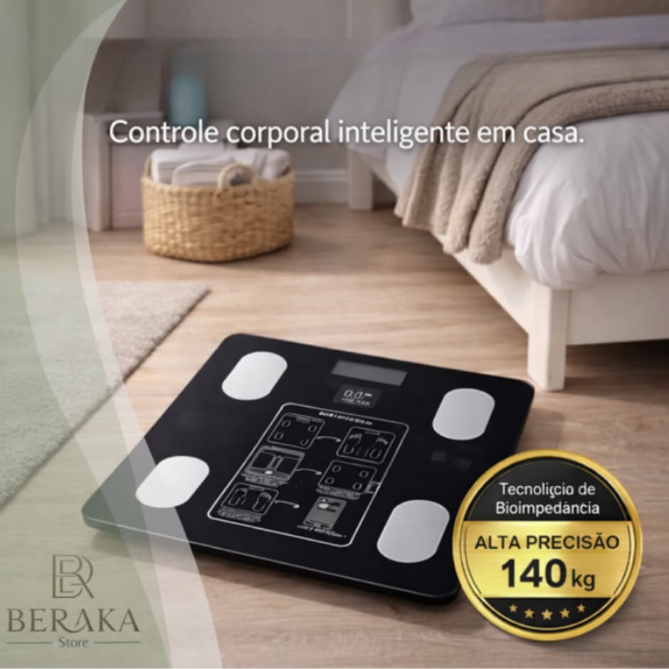 Balança Digital Bioimpedância Bluetooth 140kg Alta Precisão App Análise Corporal