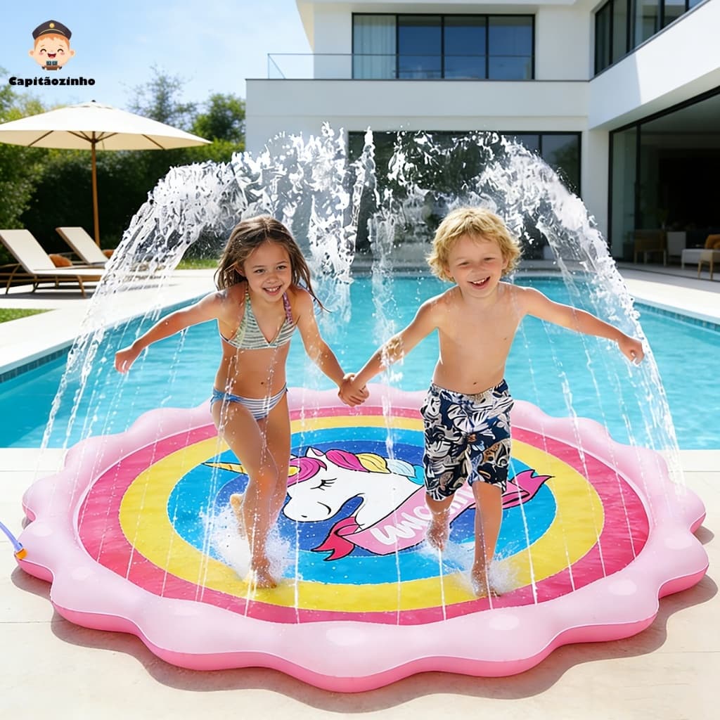 Piscina Com Chafariz Brinquedo Tapete Inflavel Pulverizador