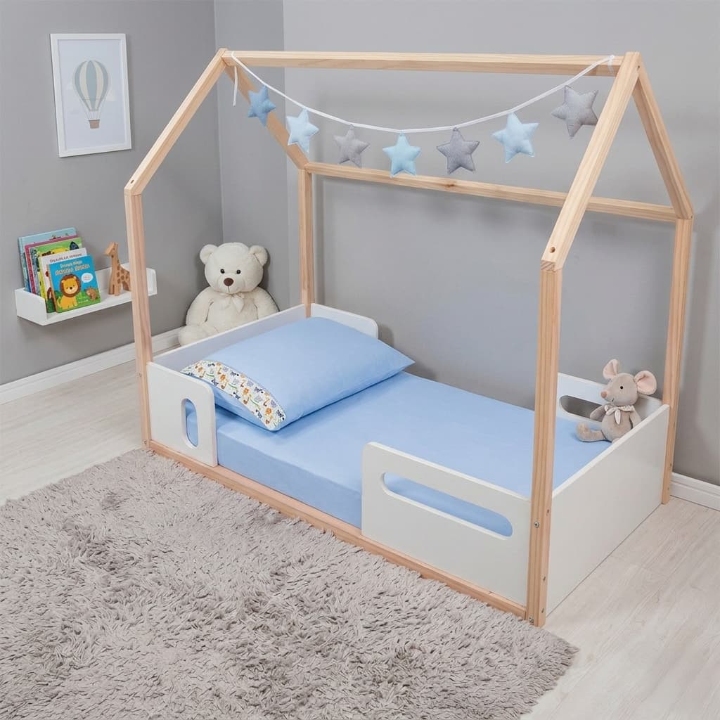 Lençol Mini Cama MONTESSORIANA 150x70cm 2 Peças Percal 400 fios Fronha Ponto palito