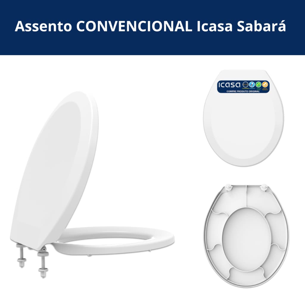 Tampa De Vaso Sabará Branco Para Bacia Icasa 1.6 6l Fechamento CONVENCIONAL PP