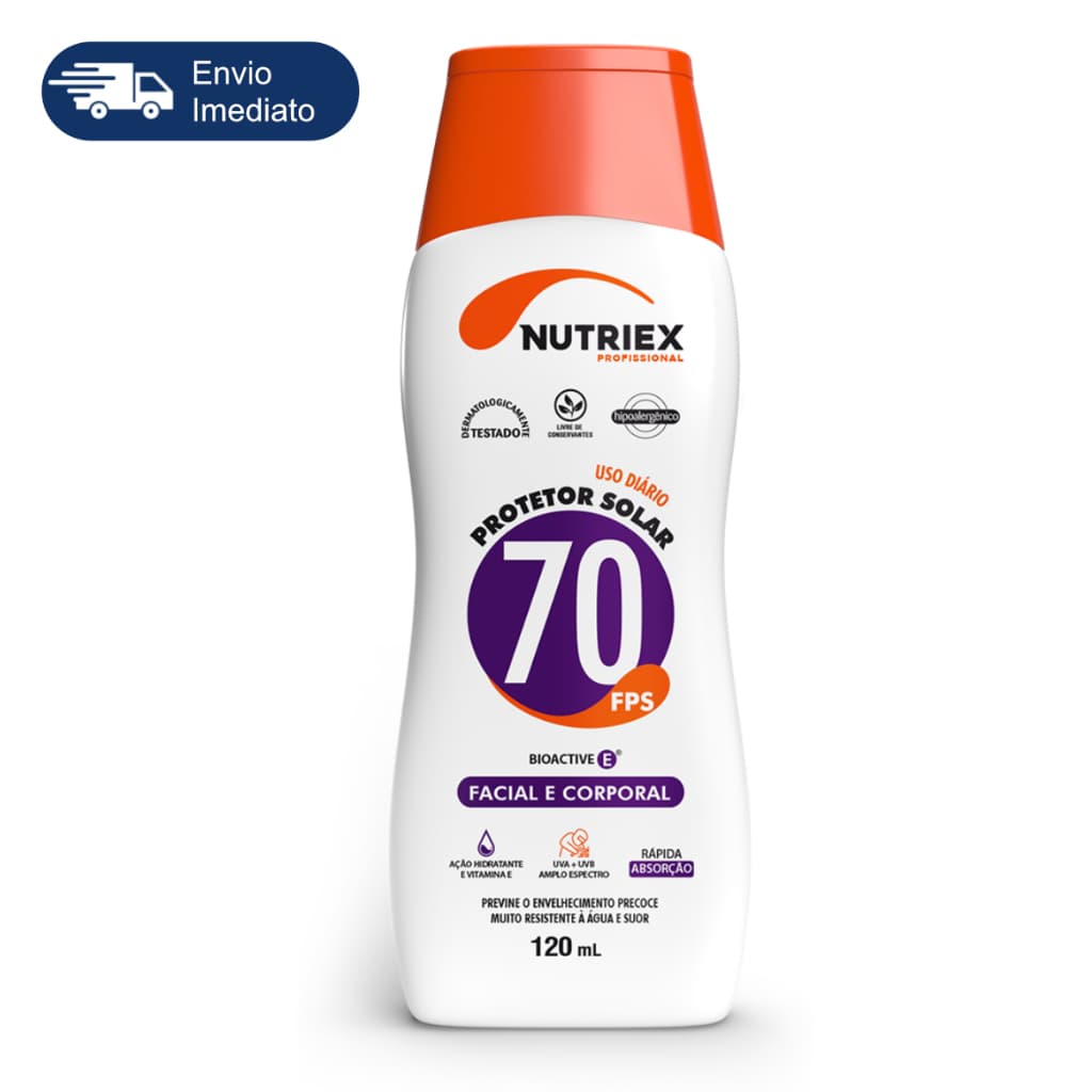 Protetor Solar Facial e Corporal Nutriex 70 FPS 120ml - Alta Proteção UVA/UVB Hidratação - Soldador