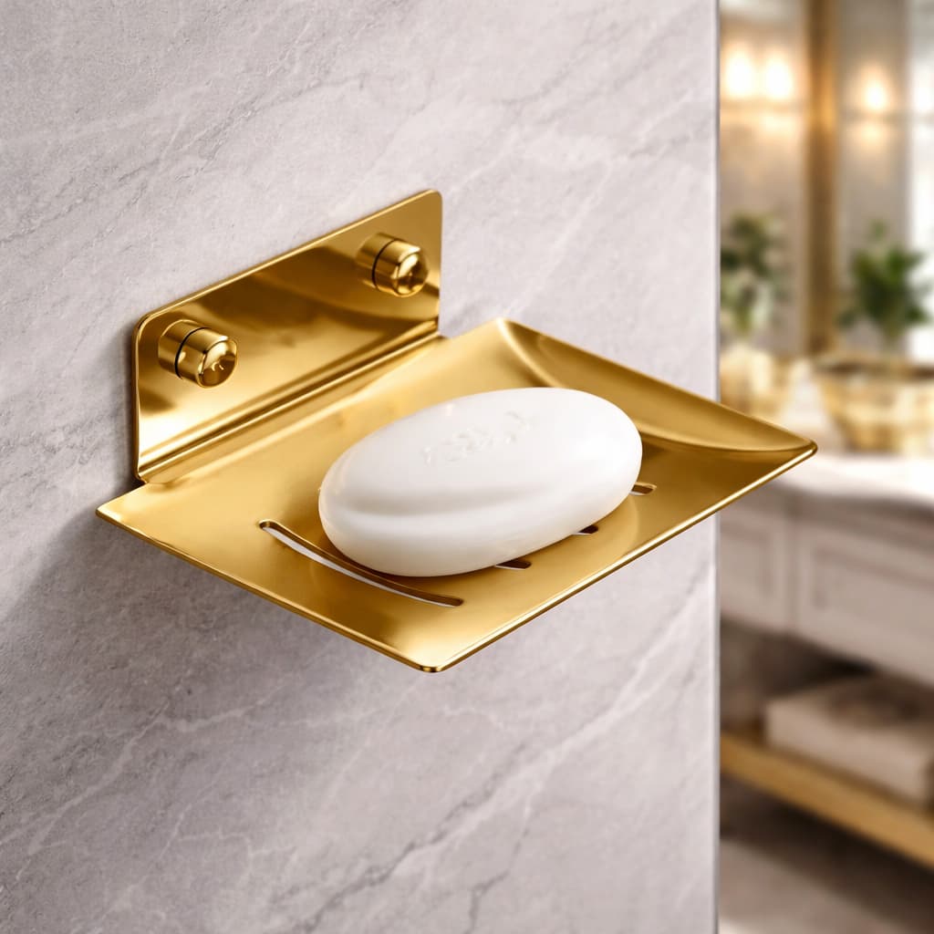 Saboneteira DOURADA AÇO Banheiro Porta Sabonete Luxo Inox 304 Luxuoso