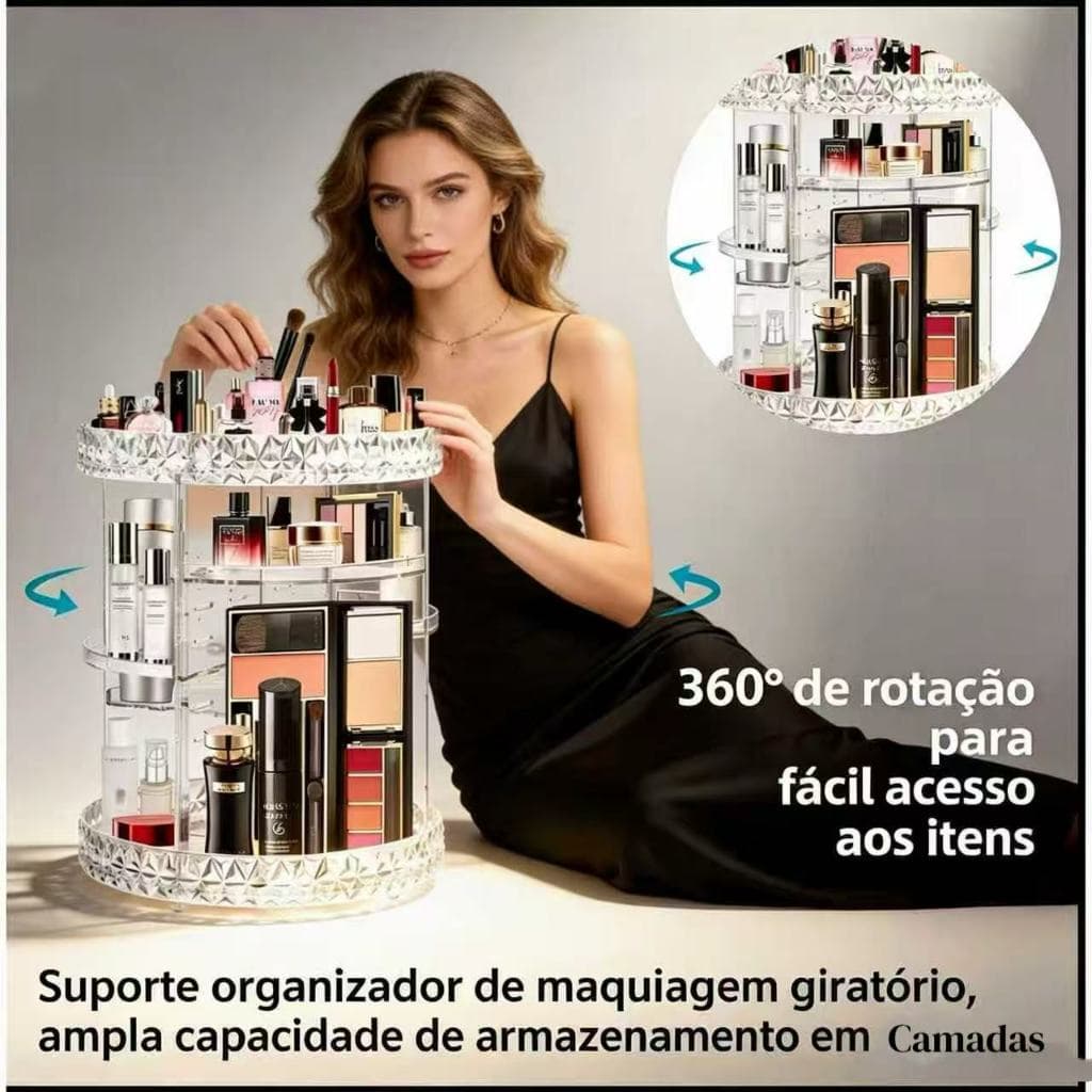 Organizador De Cosmético Maquiagem Acrílico Giratório 360