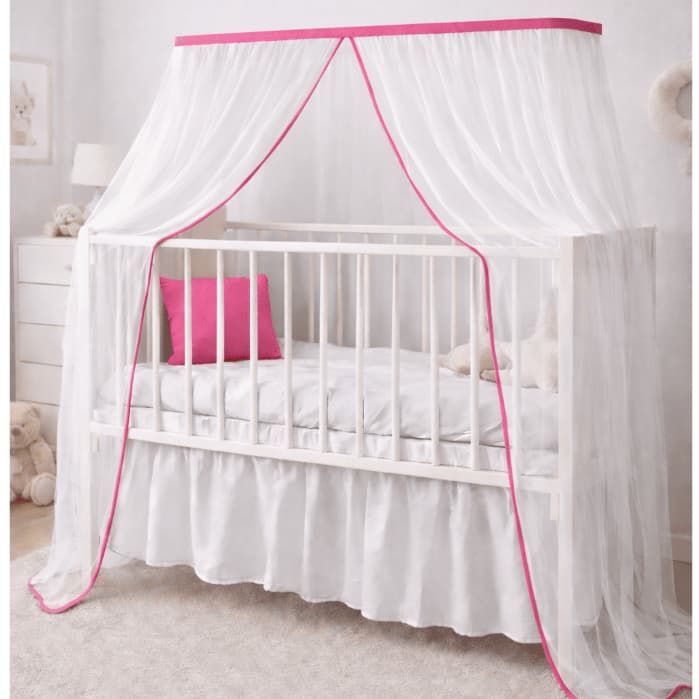 Mosquiteiro de Tule para Berço Americano com Viés em Toda Volta
