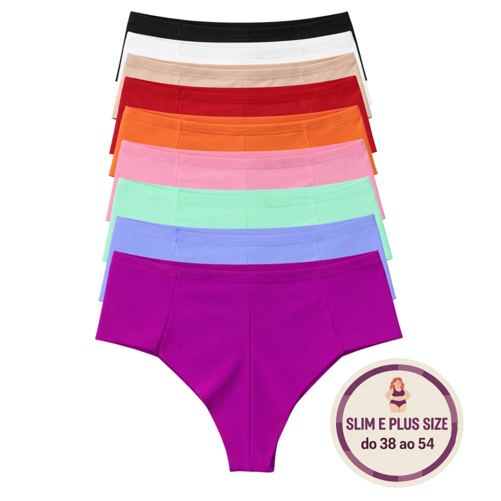 Kit Calcinhas Fio Duplo Pala Dupla Conforto Cintura Alta Compressão Média Tanga Empina Bumbum