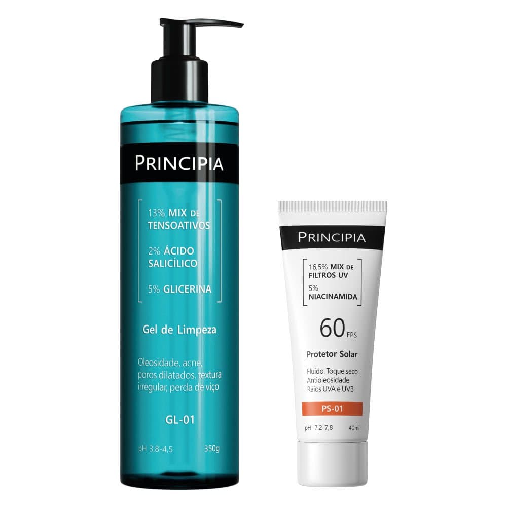 Principia Kit Todo Dia c/ Gel de Limpeza GL-01 + Protetor Solar Facial PS-01 FPS 60