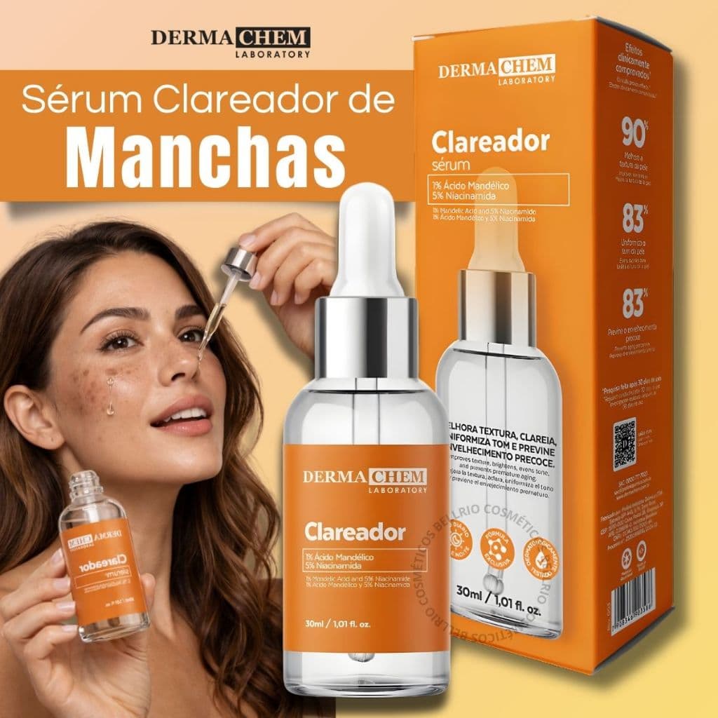 Sérum Clareador Dermachem Facial Clareia Manchas Uniformiza Tom da pele 30ml