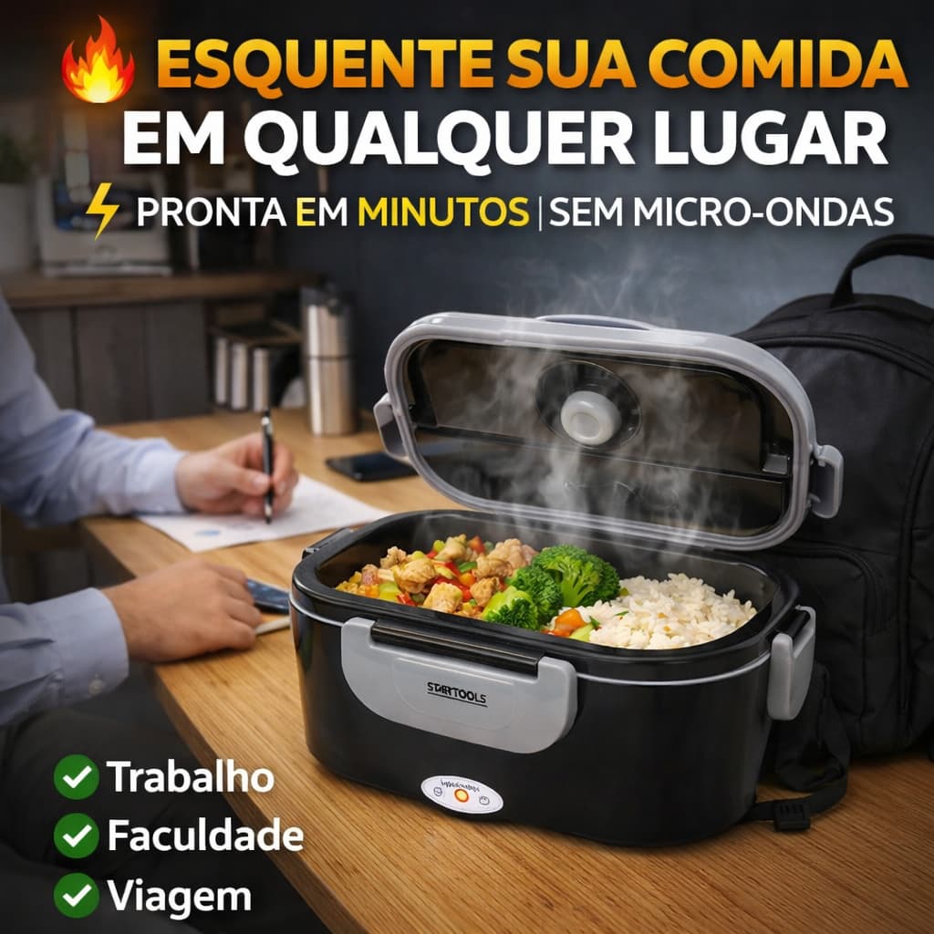 Marmiteira Elétrica Bivolt 1,5L Portátil Aquece Rápido Sem Microondas Para Trabalho Faculdade Viagem
