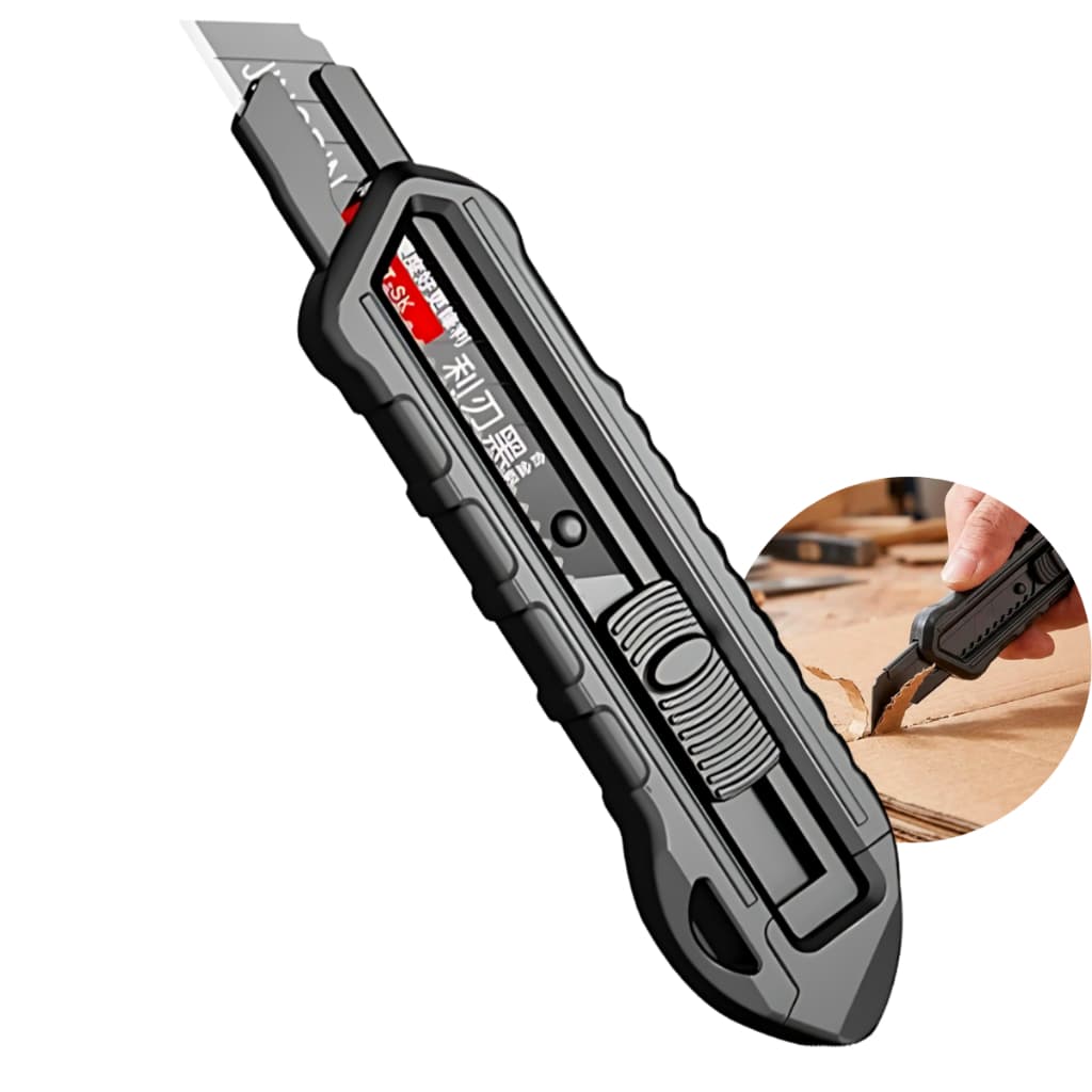 Estilete Profissional 18mm - Heavy Duty - Trava Segurança Industrial - Reforçado - Cortes Precisos