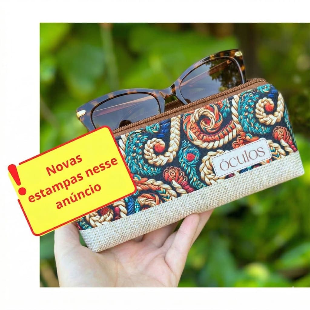 Necessaire Porta Óculos com Zíper – Com forro, Impermeável, Estampado, Cores Vivas – Por Encomenda
