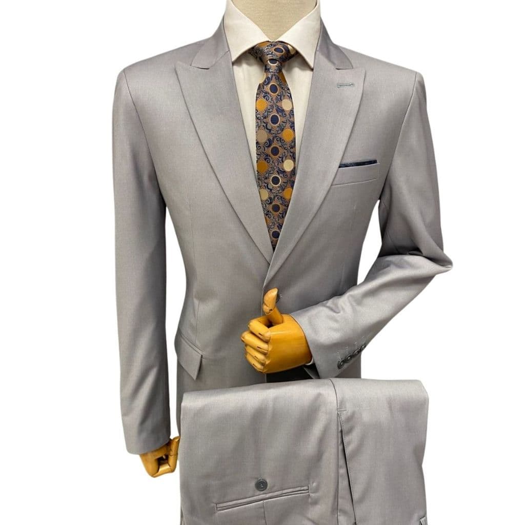 Terno Poliviscose Lapela Larga Masculino Cor Cinza Liso Nova Modelagem Premium de Luxo