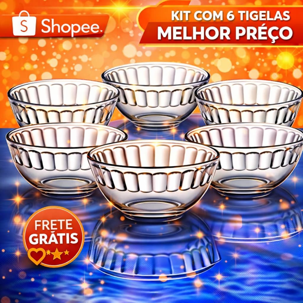 Jogo De Sobremesa Tigela Bowl 6 ou 12 Peças 350ML Potes Em Vidro