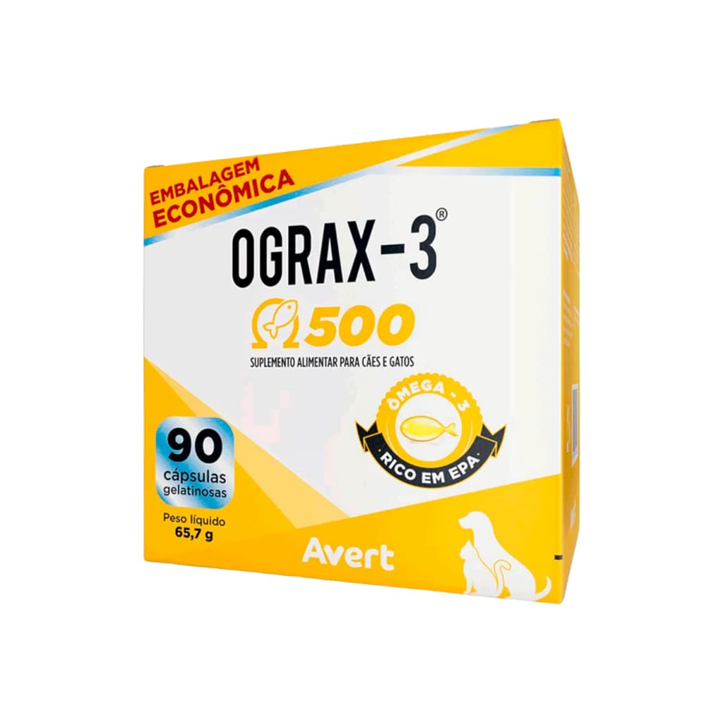 Ograx 3 500 mg Avert para Cães e Gatos 90 Comprimidos