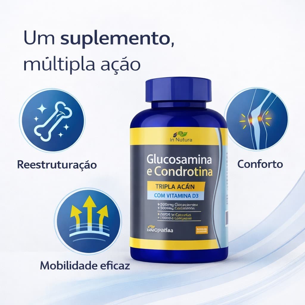 Glucosamina + Condroitina - 60 Cápsulas por Pote - Fórmula Avançada