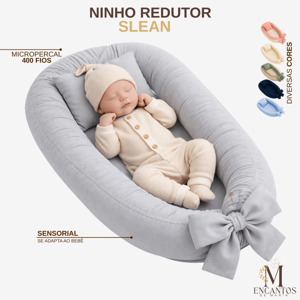 NINHO REDUTOR DE BERÇO | MINIMALISTA  | CORES LISAS  | 400 FIOS  | MACIO  | MENINO MENINA