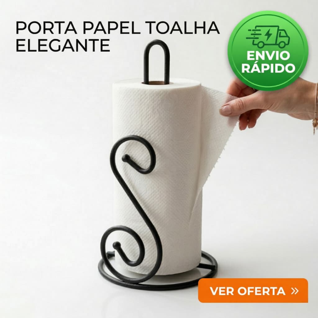 Suporte Porta Papel Toalha Preto de Ferro Design Retrô Vintage Arabesco para Mesa Posta e Cozinha