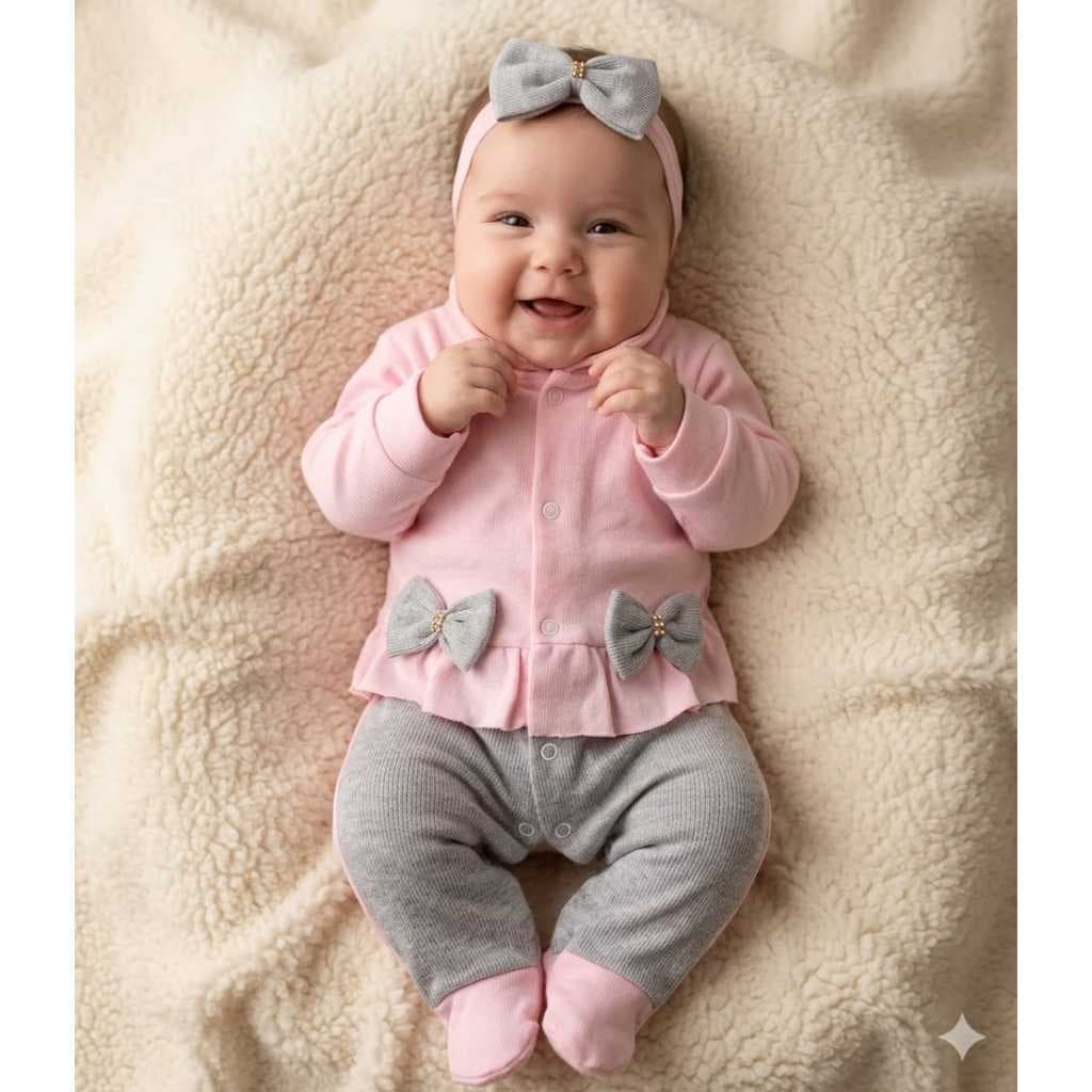 Macacão Manga Longa Bebê Menina Luxo Sofia Malha Canelada