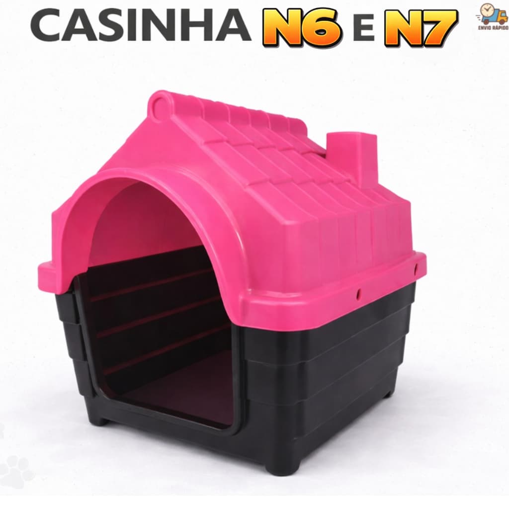 Casinha Plástica Cachorro N6 e N7 Porte Médio Casa Pet Resistente Proteção Raios UV