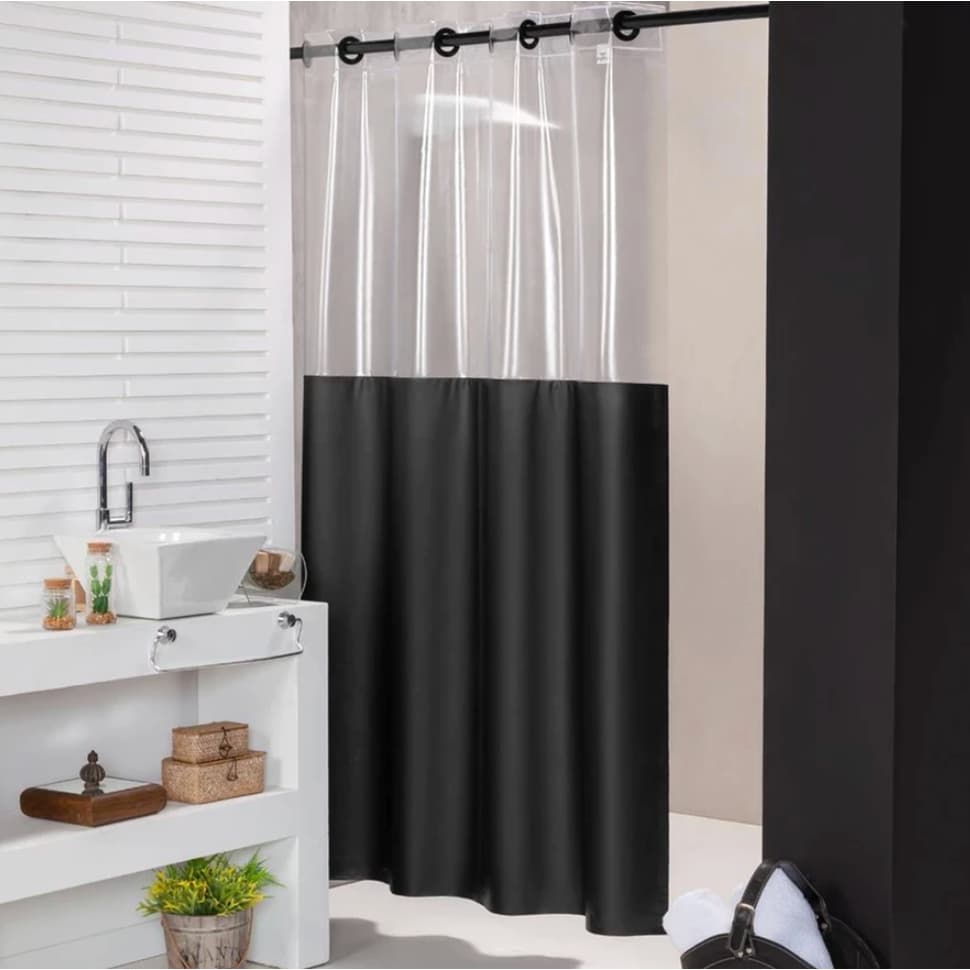 Cortina De Banheiro Box com Visor Ilhos - Anti Mofo Resistente Alta Qualidade 100% PVC - Envio 24h