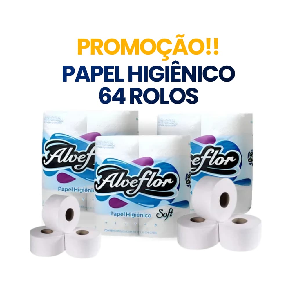 Papel Higiênico Alveflor | Folha Simples | Fardo 64 Rolos 30mx10cm | Econômico /Macio/Alta Qualidade