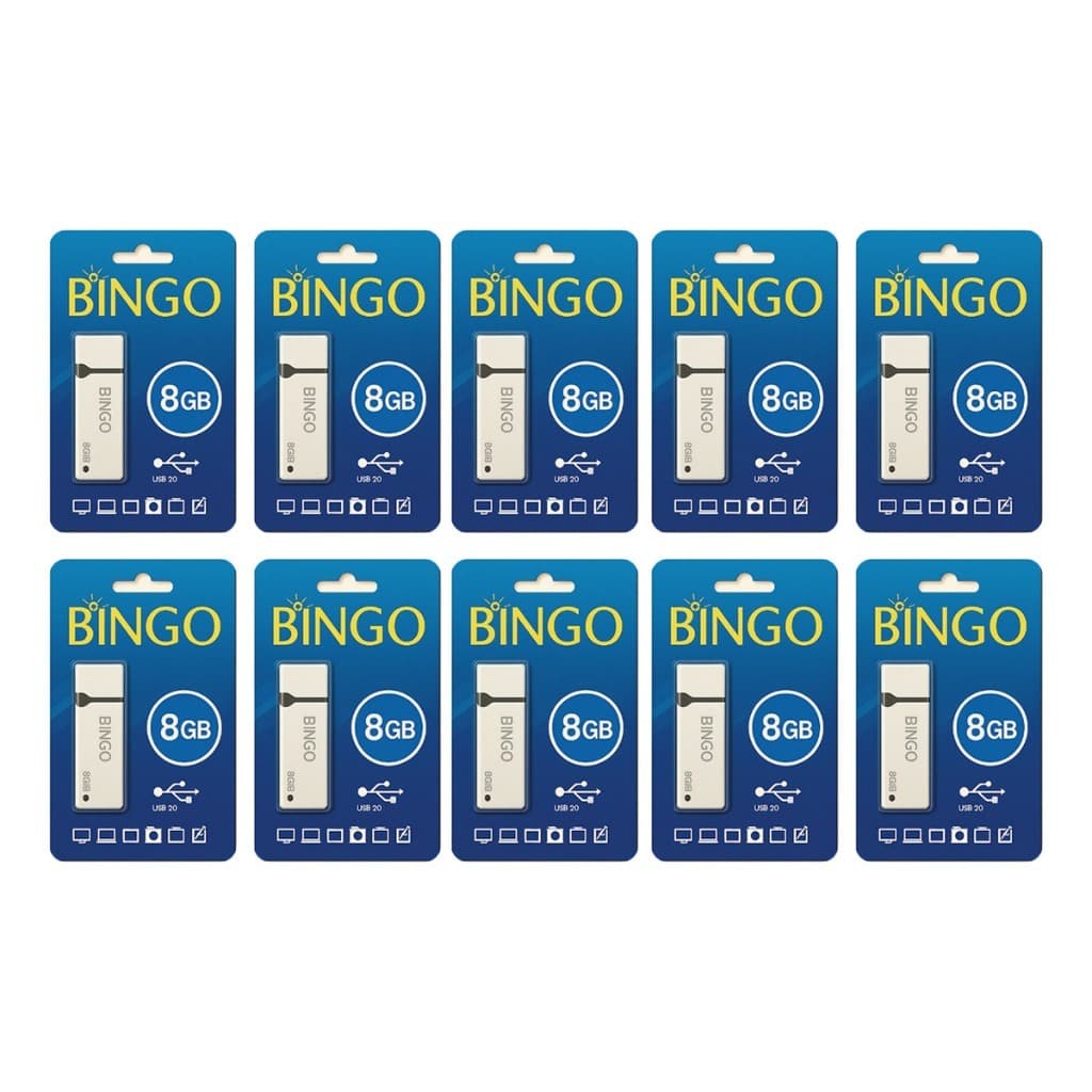 Kit C/10 Pen Drive Bingo 8gb Usb 2.0 Branco ORIGINAL