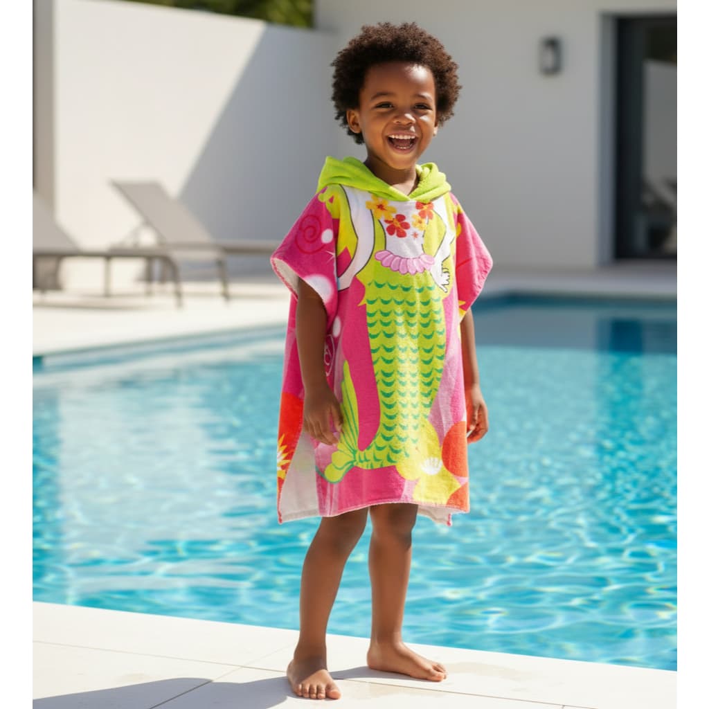 Toalha Poncho Infantil com Capuz Secagem Rápida Microfibra Macia Praia Piscina Banho Criança