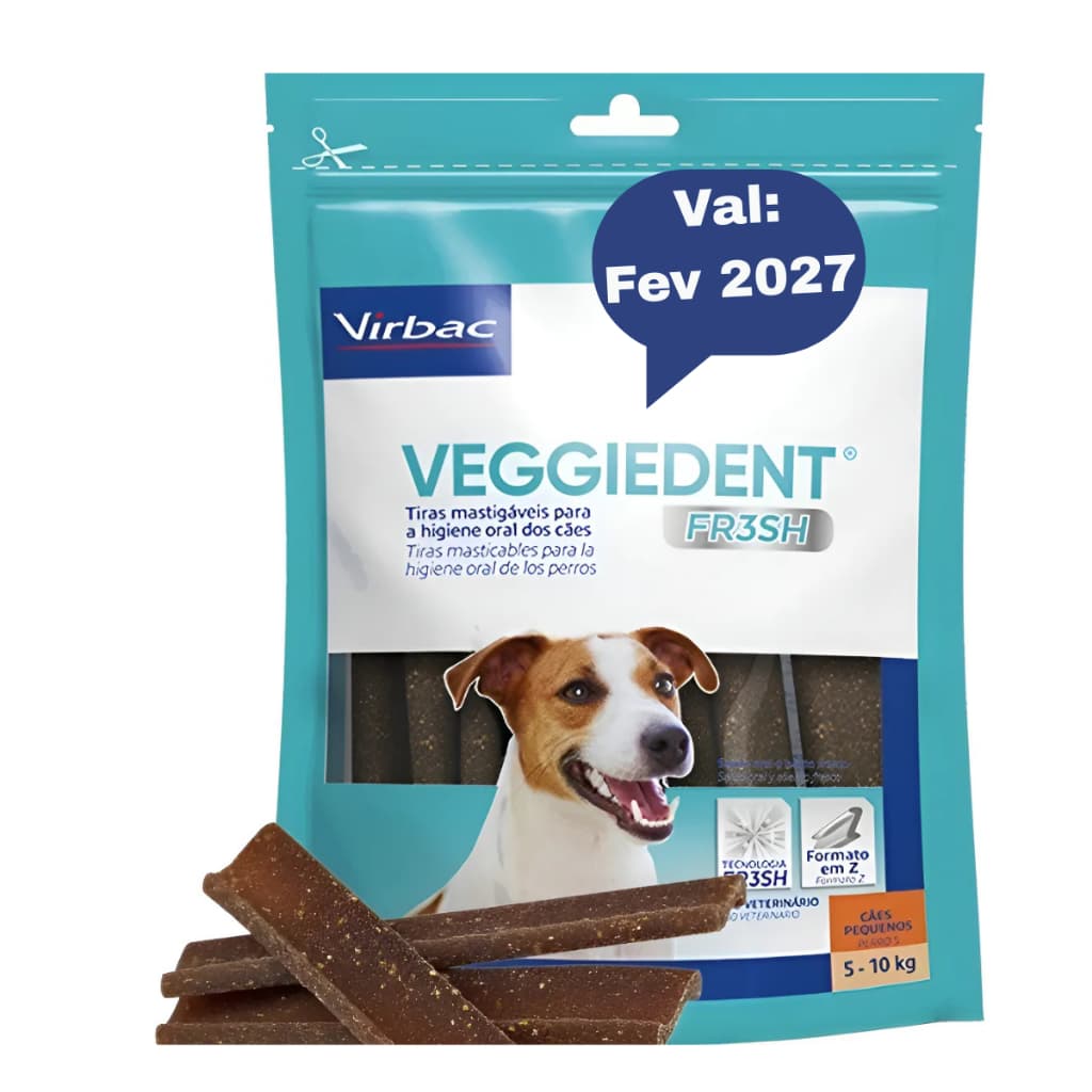 Veggiedent Fresh 15 Tiras Virbac P/ Cães Pequenos 5 A 10 Kg