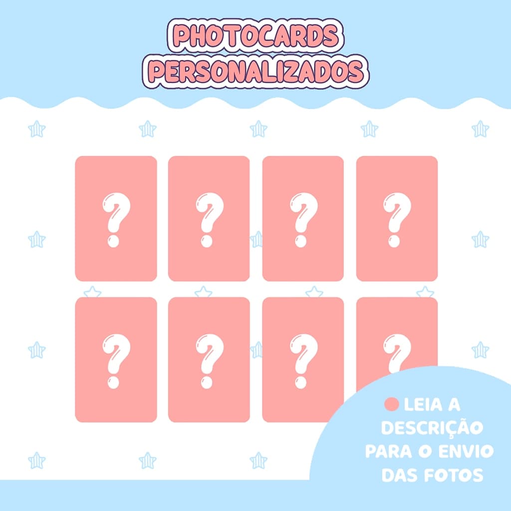 Kit de 8/17/25 Photocards personalizados–Qualquer Tema–Laminados ou Plastificados-LEIA A DESCRIÇÃO