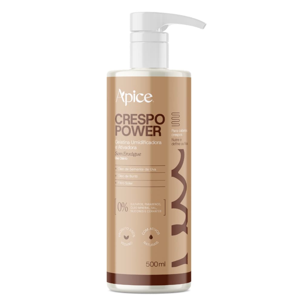 Apice Apse Gelatina Umidificadora Ativadora Crespo Power Nutrição Hidratação Filtro Solar 500ml