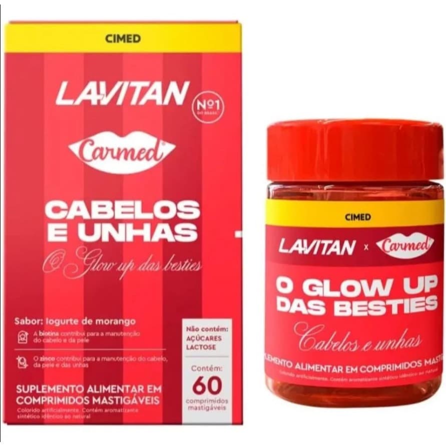 Lavitan x Carmed Glow Up das Besties – Cabelos e Unhas 60 Comprimidos Mastigáveis