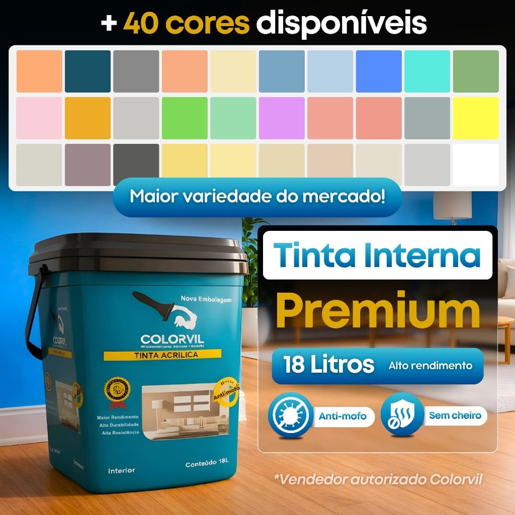 Tinta Parede Acrílica interna 18 litros Colorvil barata Sem Cheiro Antimofo Muitas Cores Disponíveis