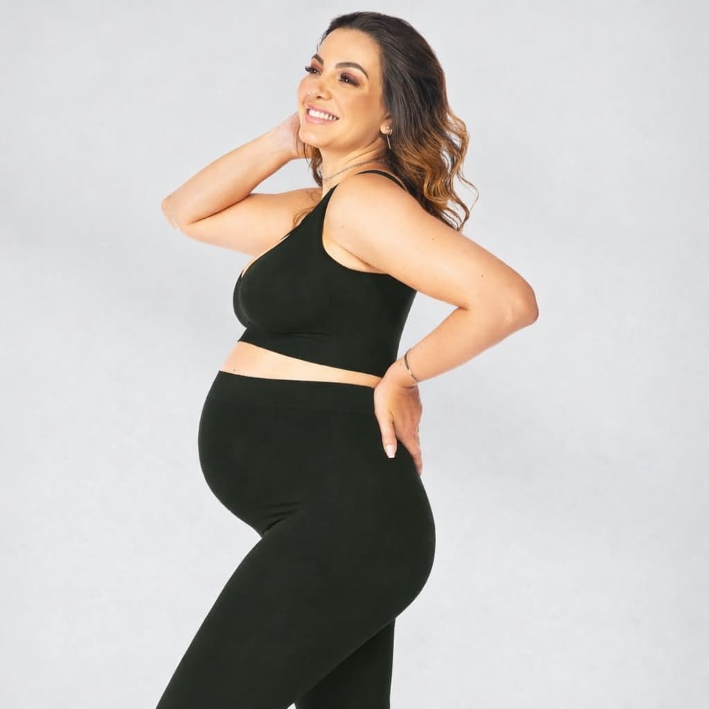 Calça Legging Gestante Sem Costura Cintura Alta Maternidade Confortável