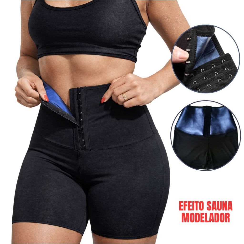 Short Sauna com Forro Térmico e Modelagem Confortável para Exercícios
