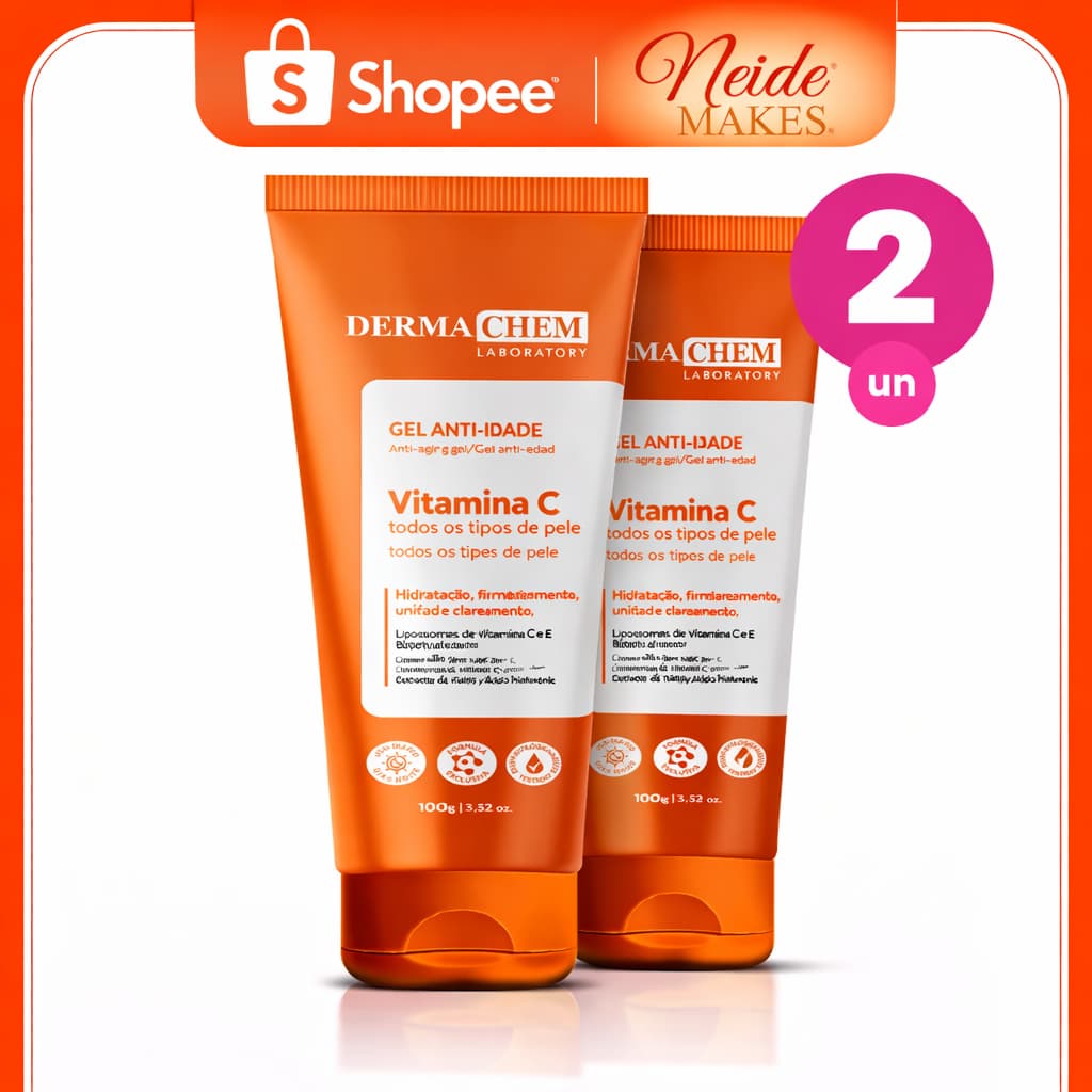 Kit Gel Facial Anti Idade Vitamina C Todos Tipos de Pele  100ml Dermachem