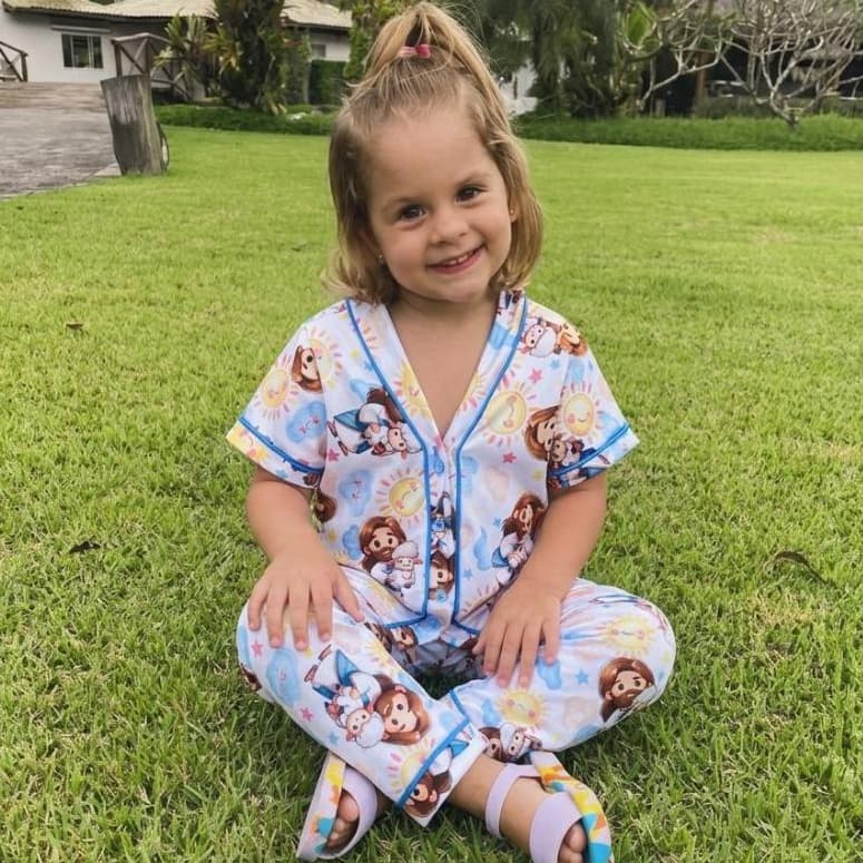 Pijama Infantil com Calça Jesus e Ovelhinha