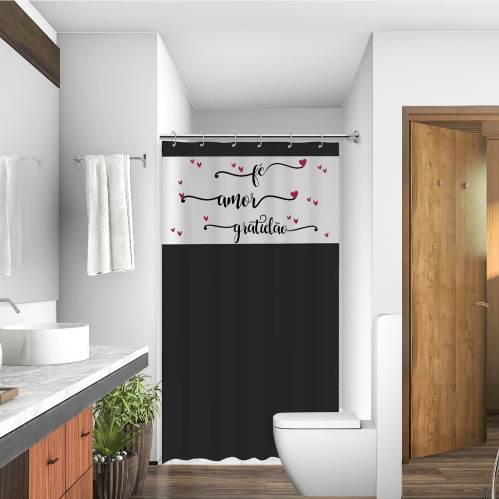 Cortina Box Banheiro Antimofo 100% PVC 138x198cm Universal c/ Ganchos