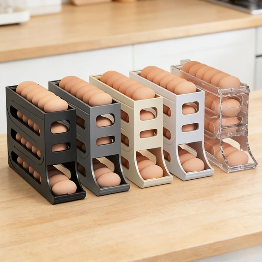 Organizador de Ovos Rolante Suporte 4 Andares Dispenser 30 Ovos Organizador de Geladeira