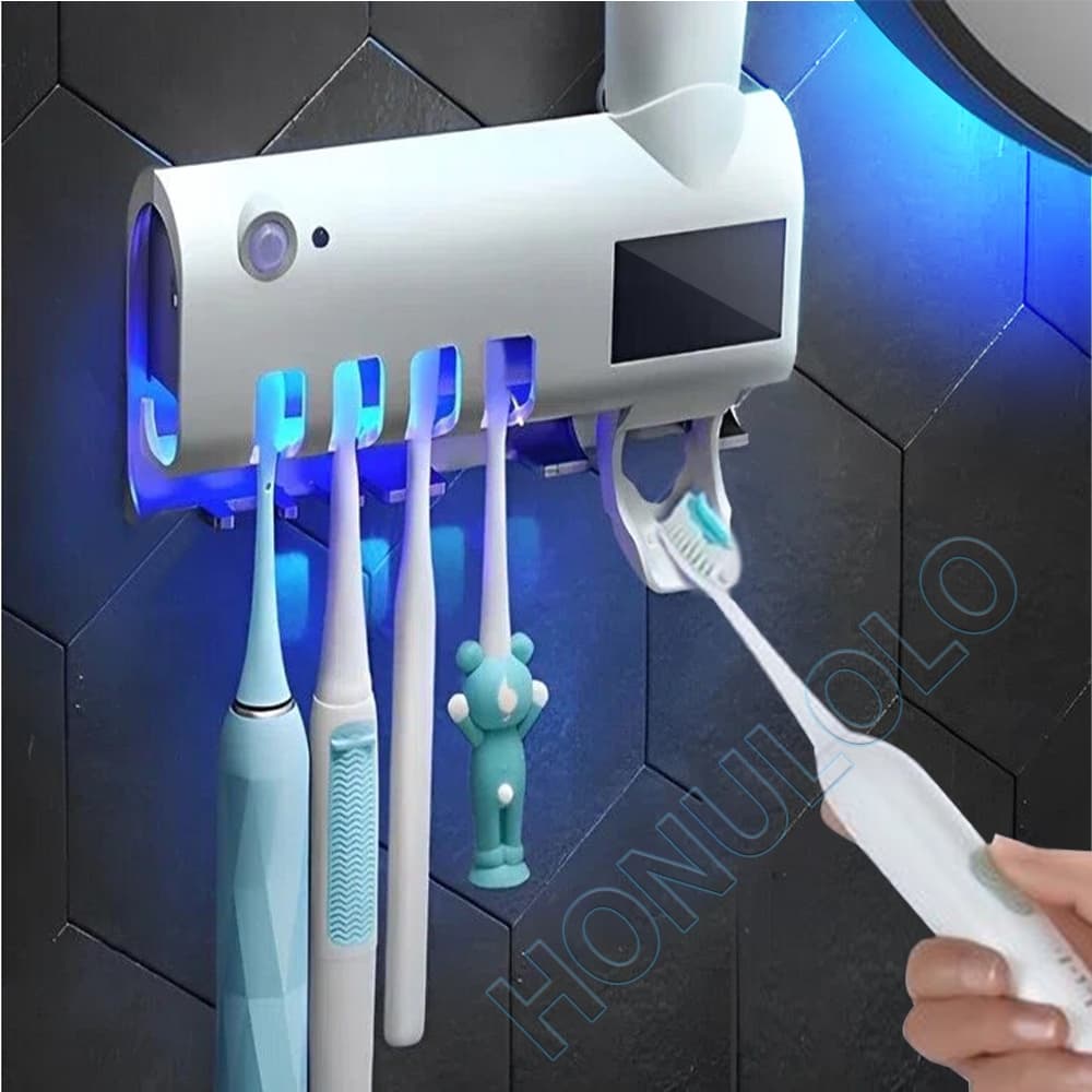 Aplicador Pasta de Dente Suporte Dispenser Escova Automático Com Esterilizador Porta Escova