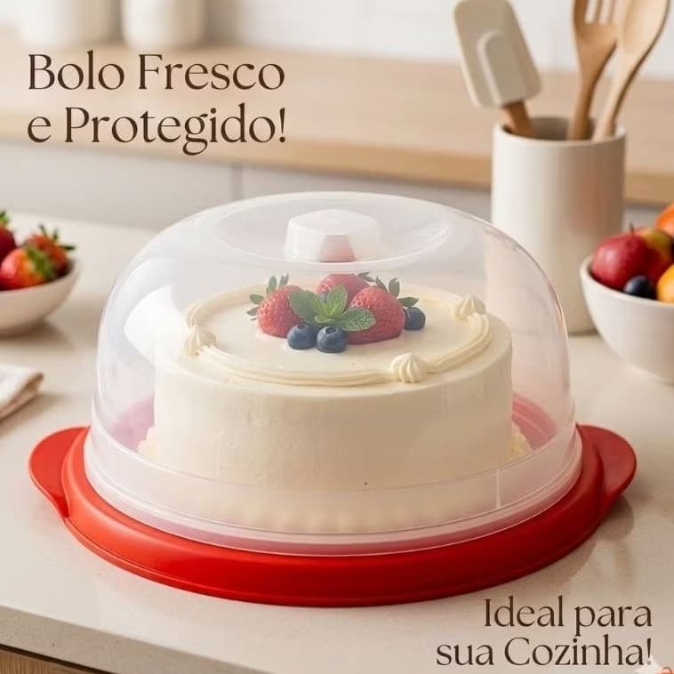 Boleira com Tampa Praticidade e Proteção para seus Bolos e Sobremesas_ material sem cheiro e reforçado