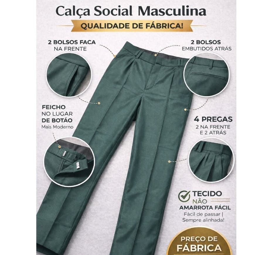 Calça Social Masculina Oxfordine Tradicional Reta Esporte Fino Tam 36 ao 50