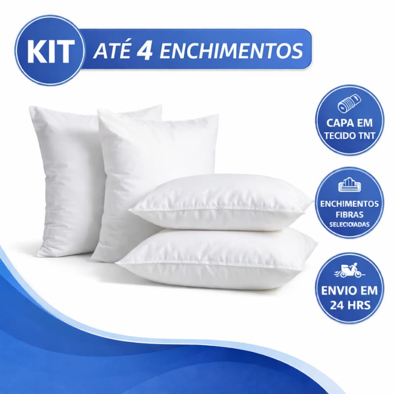 ENVIO FULL - 4 Refis de Almofada 45x45cm Enchimento Macio e Cheio Para Sala e Quarto