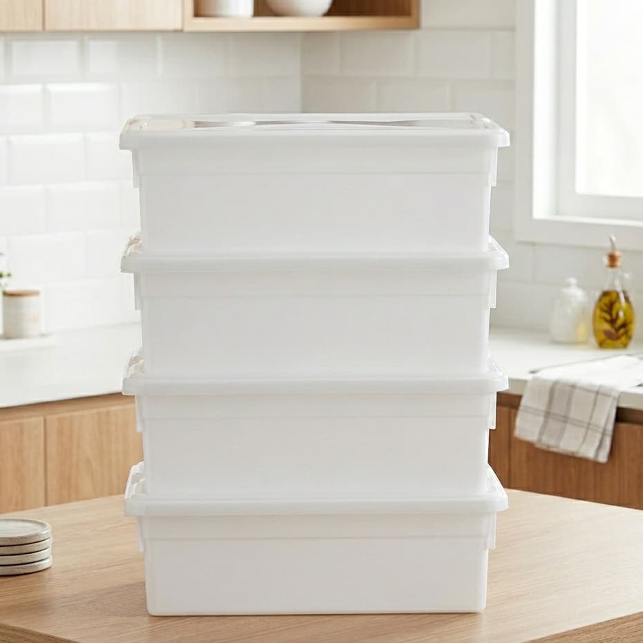 Kit 04 Caixas Pote Organizador 05 litros com Tampa Multiuso Geladeira Freezer Padarias Pizzaria