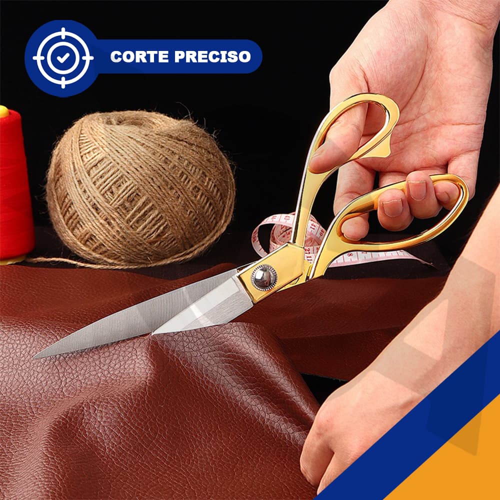 Tesoura Costura Profissional Aço Inox Dourada Alfaiate Tecido Pano 3 Tamanhos Disponíveis