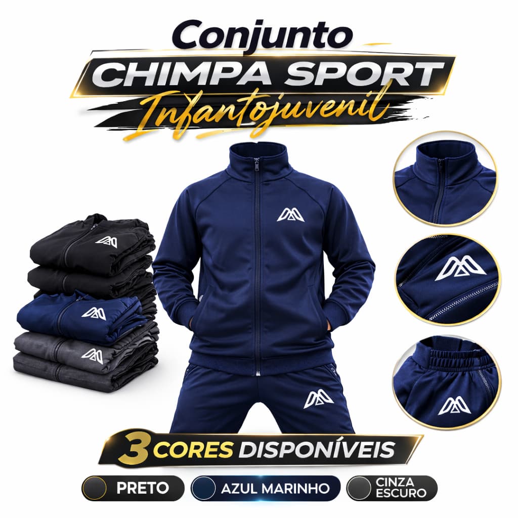 Conjunto Chimpa Infantil e juvenil 2 ao 16 anos Unissex MECS WEAR Escola Frio 3 cores Futebol Flanelado envio imediato