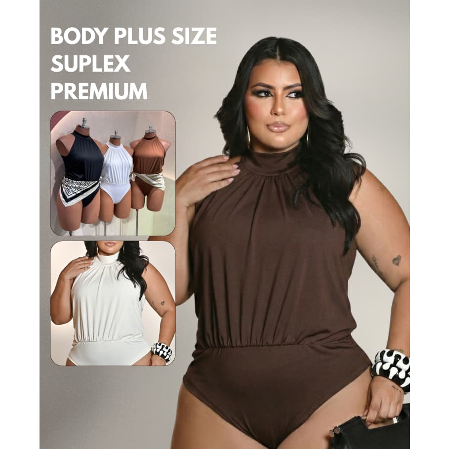 Body Feminino G1 G2 Versátil Zero Transparência Bori Tecido e Acabamento Premium Confortável Fecho Regulável