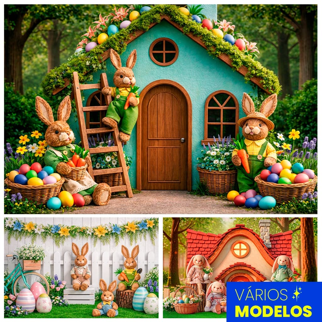 Fundo Fotográfico em Tecido Páscoa Newborn 3D 1,50 x 2,20 Mt