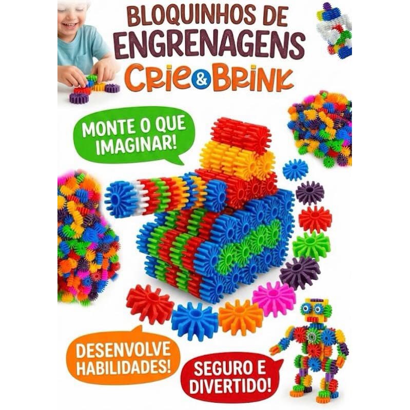 Kit Blocos de Montar 160 Peças - Engrenagens Mágicas Educativas e Criativas de Monta Aprender Stem infantil