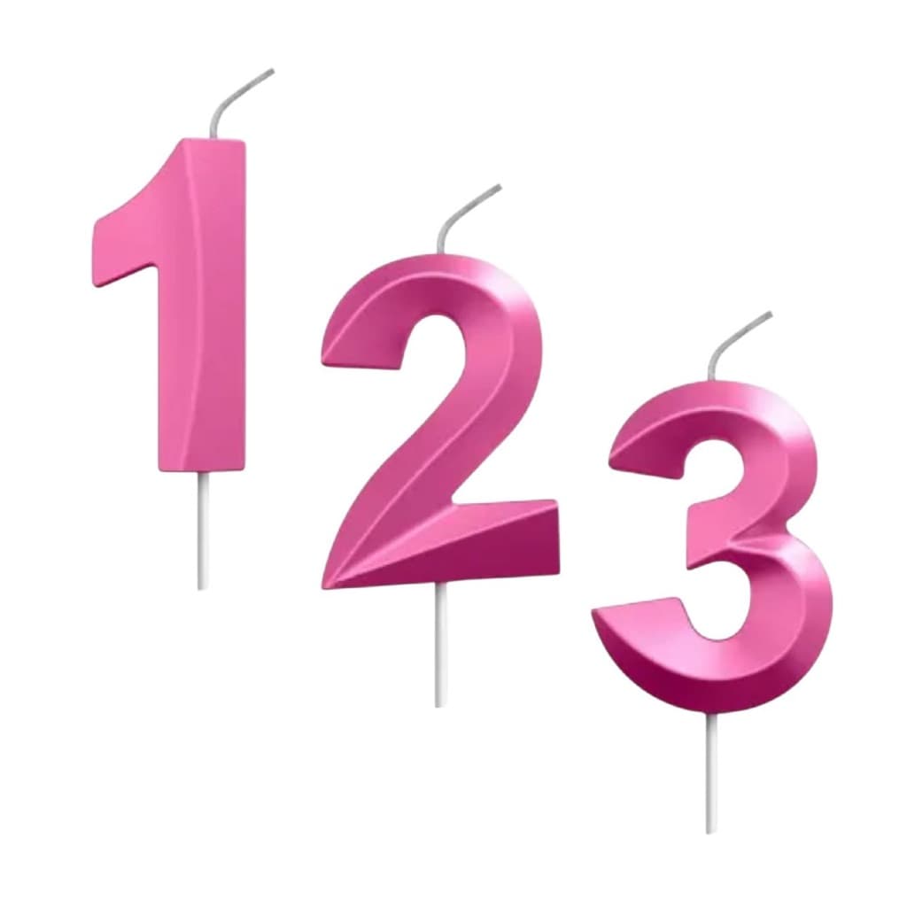 2 Velas De Numero DESIGNER PINK PEROLADA