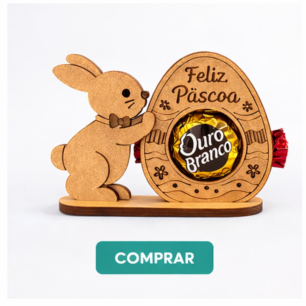 Kit Cesto 5, 15, 30 e 50 Caixas de Coelho Feliz Páscoa em MDF Porta Bombom