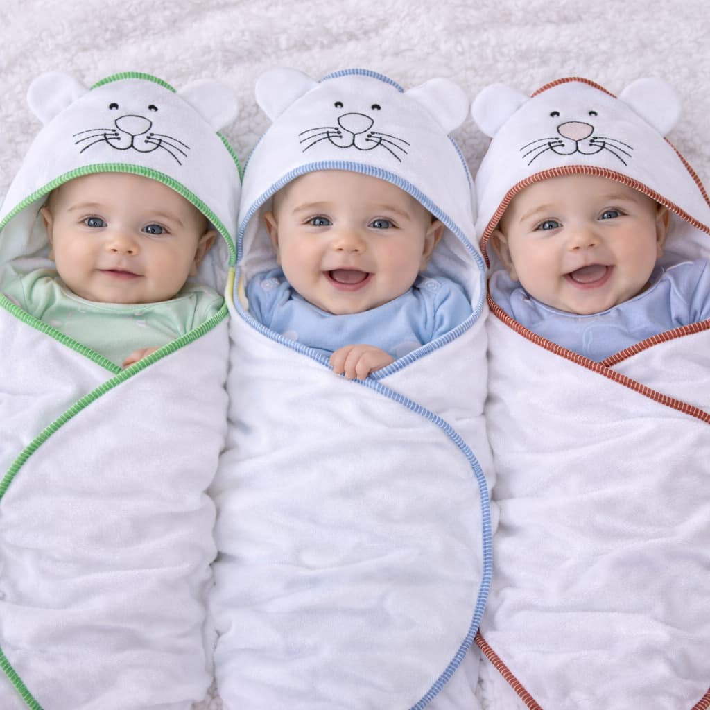 Toalha de Banho Bebe Kit 3 Toalhas Bordada com Capuz Dupla Face 100% Algodão Menino Menina